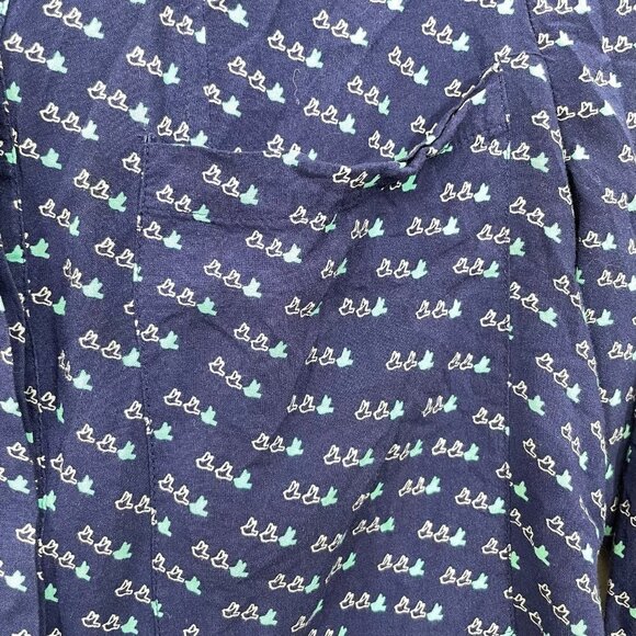 Maeve ANTHROPOLOGIE Size‎ 2 Flying Birds Navy Rayon Chest Pockets Shirt Blouse - Picture 3 of 7